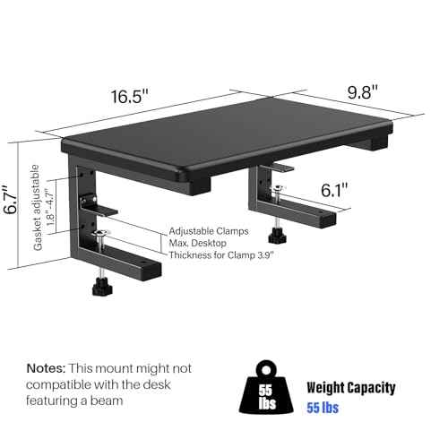 3 in 1 Clamp on Desk Extension & Monitor Shelf,16.5" Desktop Organizer, Adjustable Height Heavy Duty Desk Shelf Organizer for Gaming,Printer Stand,Computer Monitor and Laptop Riser,Office Accessories