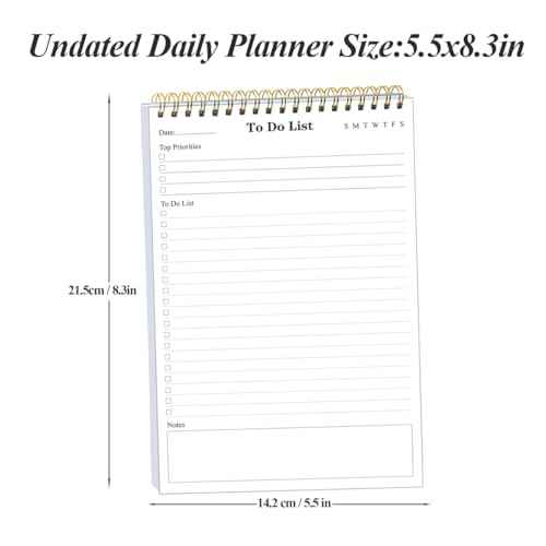(20-Pack) To Do List Notepad - A5 Undated Daily Planner, 1000 Sheets/2000 Pages To Do List Notebook for Work, Spiral Waterproof Notepad for Office Supplies, School Planner, 5.8" x 8.3"