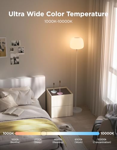 Govee Halo Gradient RGBIC Floor Lamp - White Corner Smart Light for Bedroom