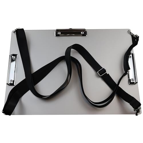 Three Clip Metal Clipboard with 2 Dedicated Shoulder Strap, 11x17 Artist Clipboard Aluminum, Large Clip Board for Drawing, Field Portable, Tactical, Urban Sketch