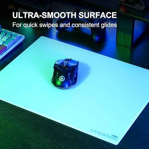 Glass Mouse Pad Micro Etched Surface and Whole Silicone Base,Improved Precision and Speed,Durable, Easy to Clean, Suitable for Gaming and Office Use (White)