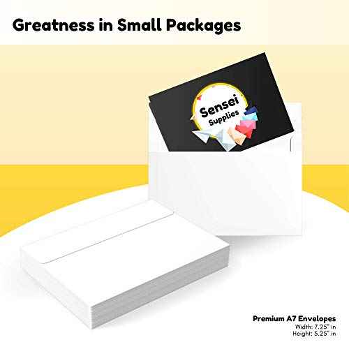 5x7 Envelopes for Invitations - 110 White Envelopes for 5x7 Cards - A7 - (5 ¨ù x 7 ¨ù inches) - Perfect for Weddings, Graduation, Baby Shower - 120 GSM - Peel, Press & Self Seal - Square Flap