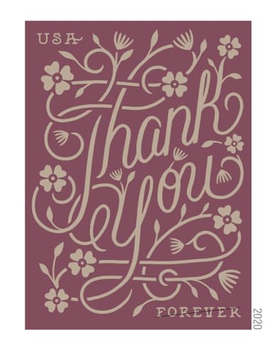 USPS Thank You Forever Stamps Sheet of 20 - Elegant Floral Design 2020 Scott #5519-5522