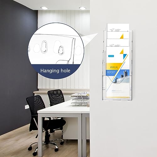 Crtiin 2 Pack 4 Tier Acrylic Brochure Holder Display Stand 6 x 9 Inch, Pamphlet Organizer Flyer Literature Clear Plastic Wall Mount Countertop for Classroom Booklets Magazines Office Home