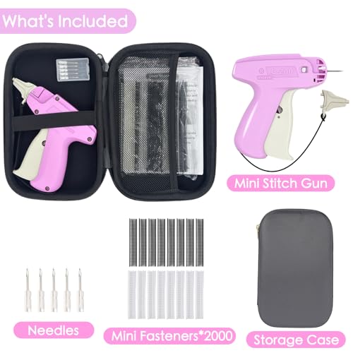 Liumai Pink Mini Stitch Gun for Clothes – Quick Repair Kit with 2000 Fasteners