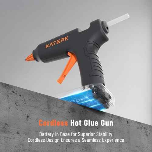 Katerk 12V Full Size Cordless Hot Glue Gun, Drip-Free Fast Heating Rechargeable and Heavy Duty Battery Operated Glue Gun and Sticks Sets 11mm x10 for Crafts DIY, Repair, Gift