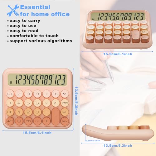 Gradient Pink 12-Digit Mechanical Desk Calculator with Large LCD Display & Big Buttons