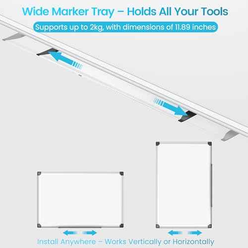 VUSIGN Magnetic White Board, 36 ¡¿ 24 inches, Dry Erase Board for Wall, Silver Aluminium Frame, Hanging Whiteboard for Kids, Students, Office, Kitchen
