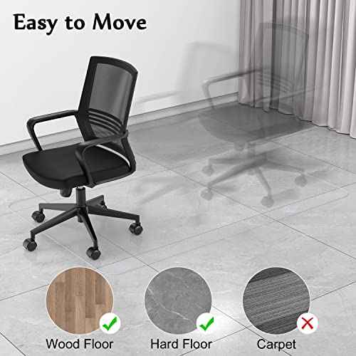 Blvornl Office Chair Mat for Hard Wood Floor, Sturdy Plastic Protector Floor Mat for Office Chairs, Rectangle Transparent PVC Computer Hard Floor Chair Mat for Desk, Office, Home (Clear, 39 X 47in)