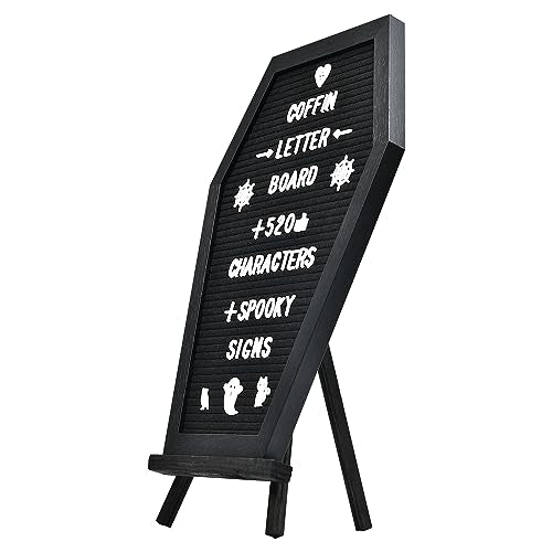 GAJIGAJI Black Coffin Letter Board Halloween Decor 16x11 Inch