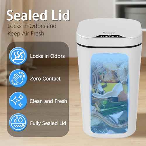2 Pack Automatic Small Bathroom Trash Can with Lid - 2.5 Gallon Touchless Electric Garbage Can, Motion Sensor Smart Trash Bin, Slim Plastic Trashcan, Waterproof Wastebasket for Bedroom Office (White)