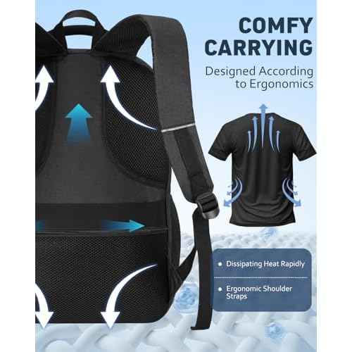 17.3 Inch Laptop Backpack Men for Student Teen Boy,School Bookbag Schoolbag College Computer Bag with USB Charging Port for Work Business Middle High School,Black