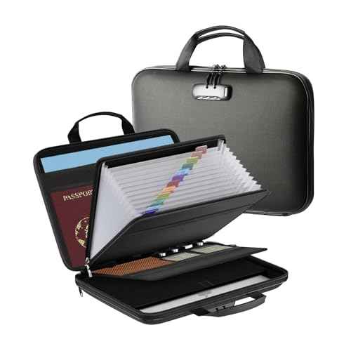 Fireproof Document Box with Lock, Portable Hard-Shell Case Fireproof File Box for Documents, Waterproof Document Box File Organizer for Important Documents/Certificates/Laptop/for Home or Travel