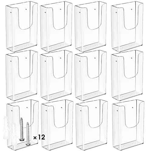 MaxGear Brochure Holder 4x9 inch Acrylic Pamphlet Holder Clear Plastic Flyer Holder Wall Mount for Ofiice, School, Exhibition, 12 Pack
