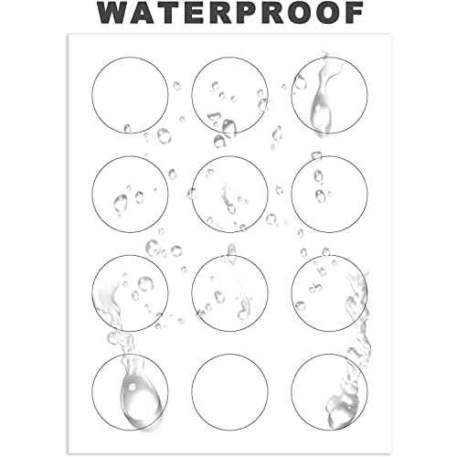 Mr-Label 2" Round White Synthetic Paper Sticker Label - Waterproof and Tear-Resistant - for Inkjet & Laser Printer - for Food Package | Bottle | Jar | Envelope (100 Sheets Total 1200 Labels)