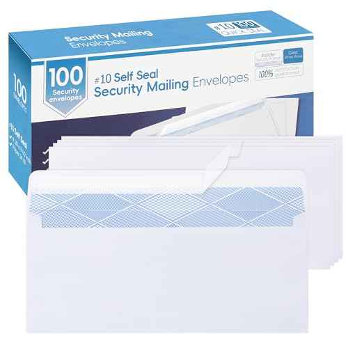 Yeplan 100PCS #10 Envelopes Letter Size Self Seal Business Envelopes No Window Security Mailing Envelopes Size 4-1/8 x 9-1/2 Inch - White 24LB Paper