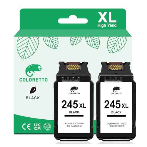 COLORETTO 245xl Ink Cartridge Replacement for Canon PG-245xl Black Ink Cartridge, 245XL for TS202 MX490 TR4520 MG2525 TR4500 MX492 TR4522 TS3322 TR4527 Printer for Canon 245xl Black Ink (2 Pack)