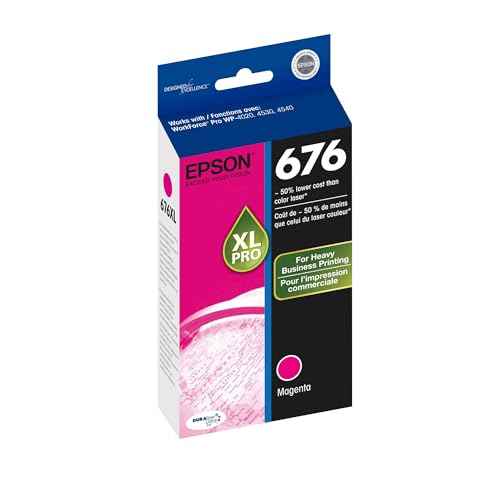 EPSON 676 DURABrite Ultra Ink High Capacity Magenta Cartridge (T676XL320-S) Works with WorkForce Pro WP-4010, WP-4020, WP-4023, WP-4090, WP-4520, WP-4530, WP-4533, WP-4540, WP-4590