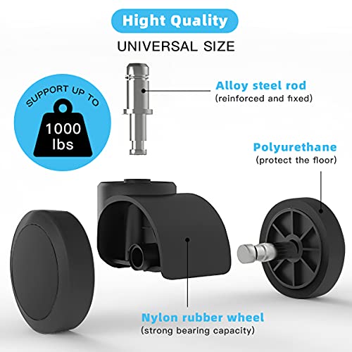 Omyoffice Replacement Office Chair Wheels 2" 1000Lbs Set of 5 - Black