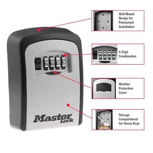 Master Lock Set Your Own combination Wall Mount Lock Box, 5 Key capacity, Black 5401EC