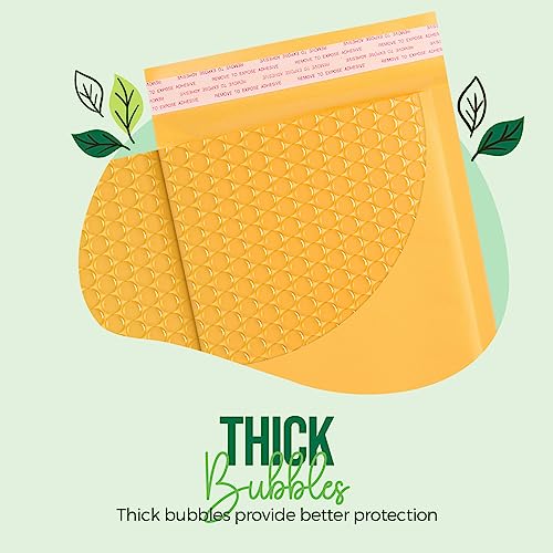 Fuxury Yellow 6x10 Inch Kraft Bubble Mailers 100 Pack Self-Seal Padded Envelopes