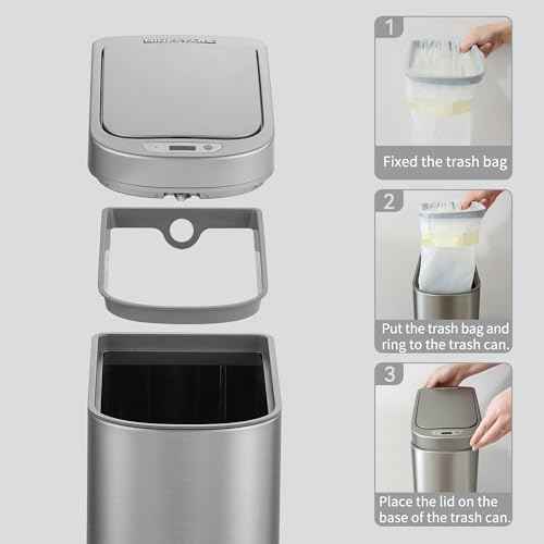 Ninestars Automatic Motion Sensor Bathroom Trash Can, 1.8 Gallon Smart Opening Garbage Bin for Bathroom, Bedroom, Kitchen, Office