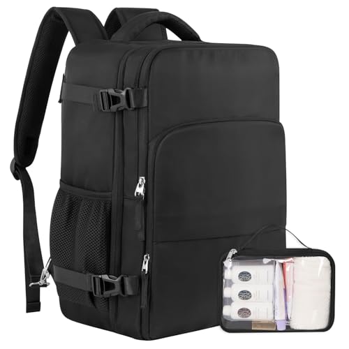 Travel Backpack for Men Women, Personal Item Travel Bag with Multi-Pockets, Airline Approved Carry on Backpack Fits 16inch Laptop, Waterproof Casual Backpack for College,Travel, Work