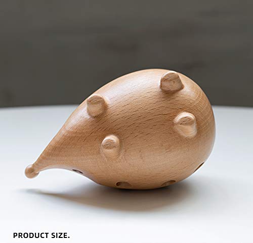 SANDECO Hedgehog Wooden Pen Cup Pencil Holder for Desk Decor Organizer Creative Home Tabletop Ornament Lovely Gift Wooden Storage