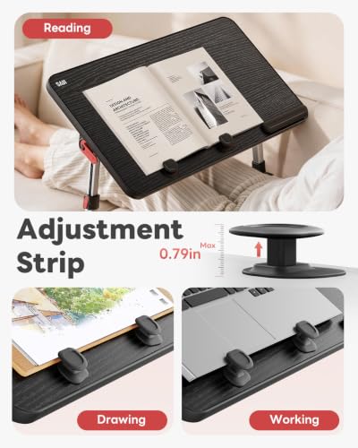 SAIJI Adjustable Black Laptop Desk Stand 20.5 x 11.8 Inches Portable Lap Table