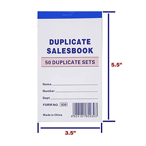 20 Pack Lot – 3.5 x 5.5 Sales Order Books, Carbonless 2-Part Receipts, White & Canary Yellow, Consecutive Numbers