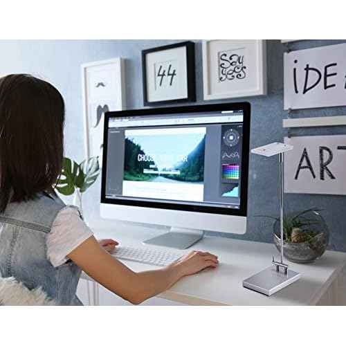 Folding Desk Lamp with Swivel Head, Compact Footprint, Chrome (VLED420)