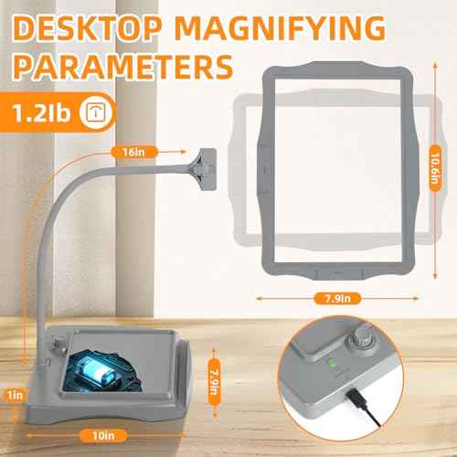 Magnifying Glass with Light and Stand 50 LED Desk Magnifying Glass with Light Stepless Dimmable, Horizontal + Vertical Mode, 360¡Æ Flexible Gooseneck, Hands Free Magnifier for Close Work Reading Crafts