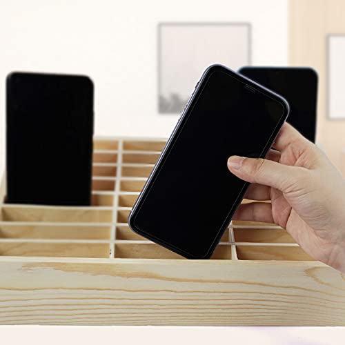 Ozzptuu Natural 36-Grid Wooden Cell Phone Holder Desktop Organizer