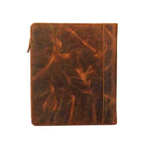 Vintage Zippered Business Organizer Book Style File Folder, Tan