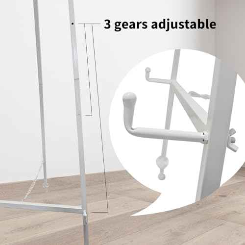 Iron Adjustable Arts & Crafts Easels,58 Inch Floor Easels for Display Wedding Sign,Metal Easel Stand with Chain Support for Mirror(White)