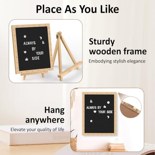 ANWEOR 12x16 Inch Felt Letter Board with LED Lights, Changeable Message, Black