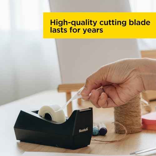 Scotch Classic Desktop Tape Dispenser, Black, 1-inch Core, Made from 100% Recycled Plastic, 1 Dispenser