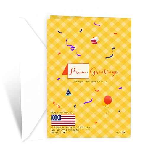 Prime Greetings Friend Birthday Card, Made in America, Eco-Friendly, Thick Card Stock with Premium Envelope 5in x 7.75in, Packaged in Protective Mailer