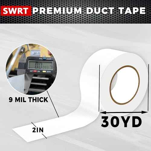SWRT 2Pack Duct Tape White Heavy Duty - 9 Mil White Duct Tape Strong Adhesive, 2 in x 30 YD (Total 60YD) Duct Heavy Duty Waterproof All Weather No Residue Sealing & Patching for Indoor&Outdoor Repair