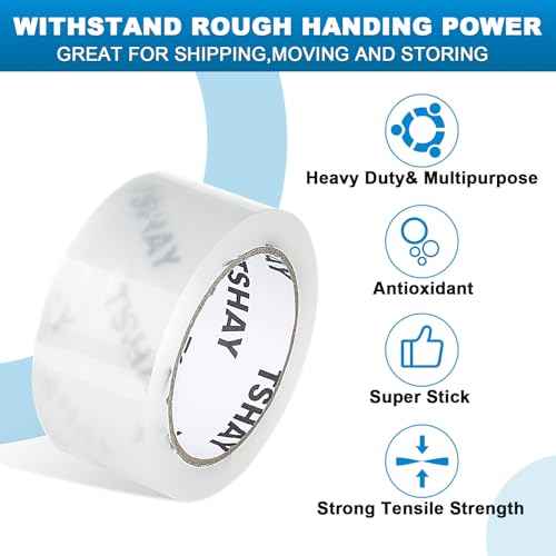 TSHAY Packing Tape, 36 Pack Heavy Duty Shipping and Moving Packing Tape, Clear, Packing and Moving Supplies, 2.0 inch Wide, 65 Yards Per Roll, Total 2340 Yards