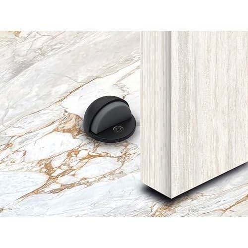 QCAA Low Dome Floor Door Stop, H 25.4 x Diameter 44.5mm, Zinc Die Cast, Matte Black, 12 Pack, Made in Taiwan