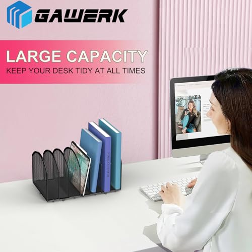 Gawerk Black 7-Section Mesh Desk File Organizer for Office - 1 Pack