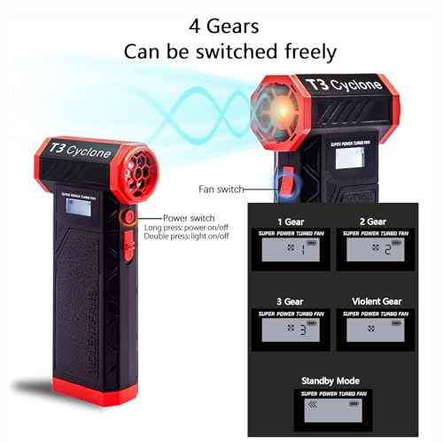 T3 Compressed Air Duster-138000RPM High-Speed Electric Air Duster,4-Gear Adjustable Air Blower for ComputerPC,Keyboard,Car,Home Cleaning