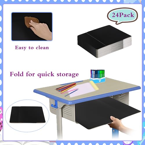 EARTHSON 24 Pcs Privacy Folders - Black Three-Fold Privacy Dividers for Classroom, Desk Shields