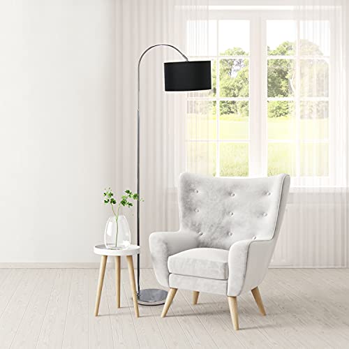 Simple Designs LF2005-BLK-LB 66" Modern Brushed Nickel Arched Floor Lamp with Black Shade for Living Room, Hallway, Entryway, Bedroom, Office, with Feit LED Bulb Included