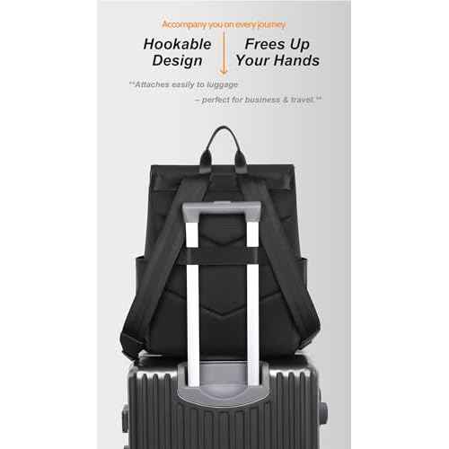 EURYNOME Business Backpack for 15.6/16 Inch Laptops,Max 16.7",Travel Bag Men Women, Water-Resistant Lightweight Office Hiking(Black)