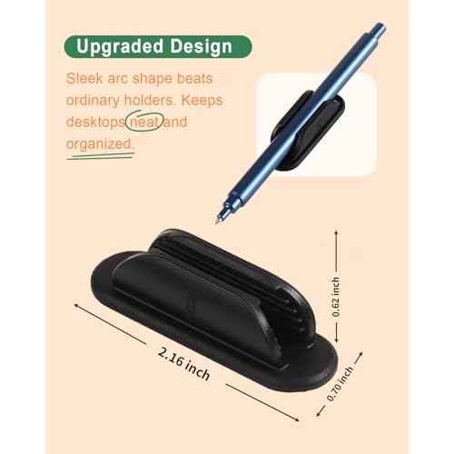 Adhesive Pencil Holders for Desk Set of 10 - Silicone Pen Holder with 15 PCS Upgraded Adhesive Pads - Flexible Pencil Holder for Walls Clipboards, Office Essentials Accessories Teacher Supplies