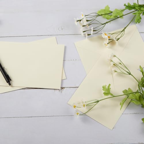 50 Pack Cream Color A7 Invitation Envelopes 5x7 with Stickers for Weddings