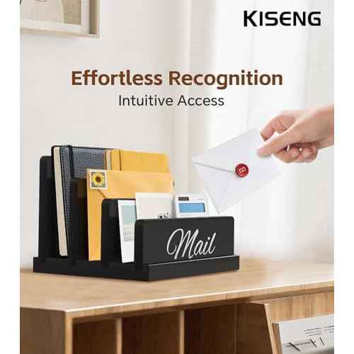 Mail Organizer for Desk,Wooden Mail Holder with Divider, 3-Slot Letter Sorter File Holder,Vertical Bill Organizer for Desktop Document/Notebook/Filing/Folders/Paper
