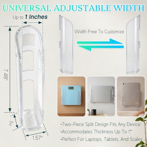 Clear Bathroom Scale Wall Holder with Dual Mount Options - Adjustable & No-Drill